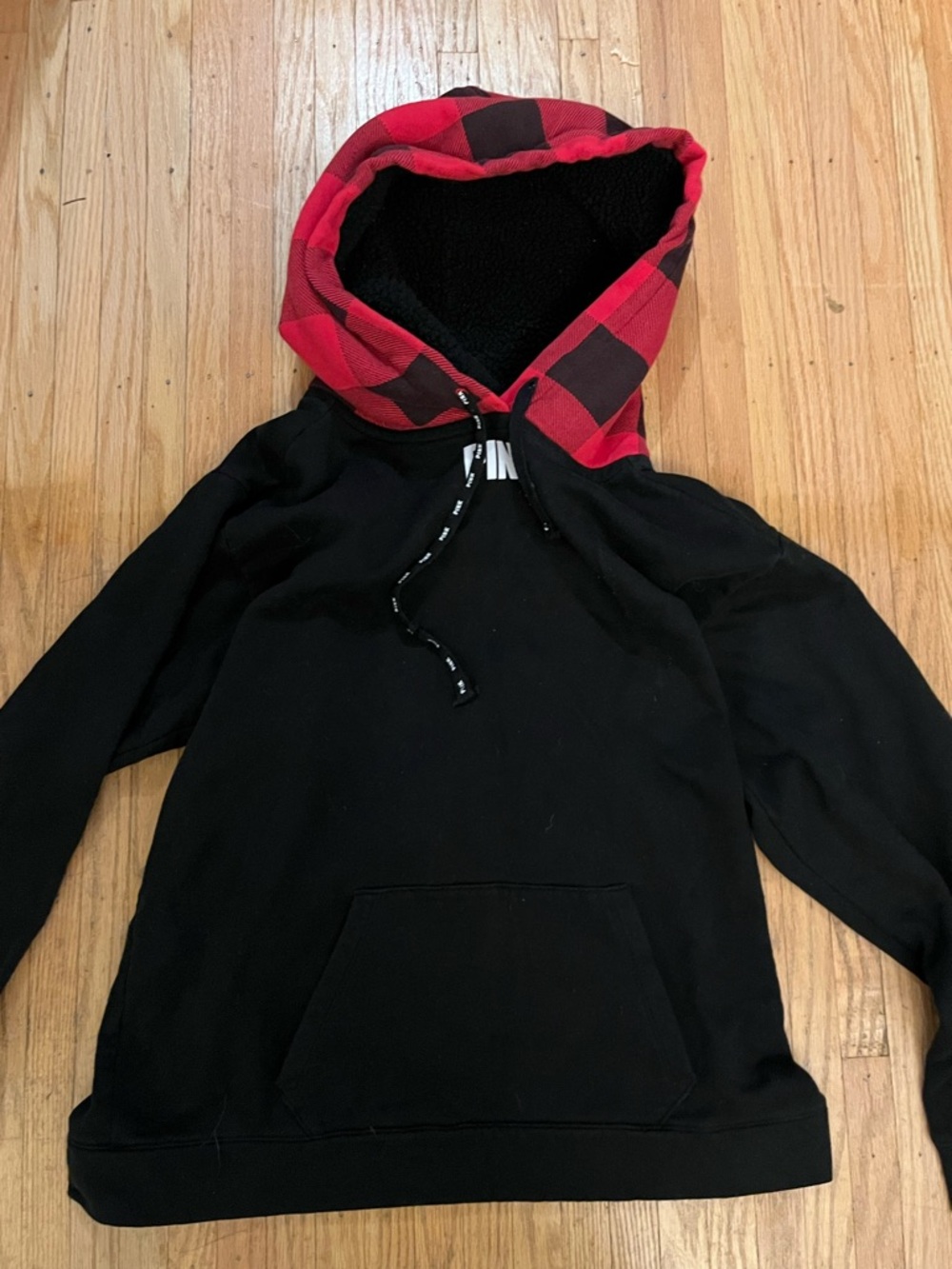 Victoria's Secret Plaid Pullover Hoodie with Sherpa Lining